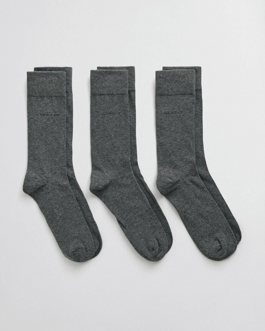 set van 3 zachte katoenen sokken - houtskoolmelange