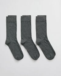 set van 3 zachte katoenen sokken - houtskoolmelange