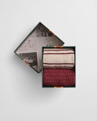 cadeauverpakking met 2 gestreepte en mini-gestippelde sokken - plumped red