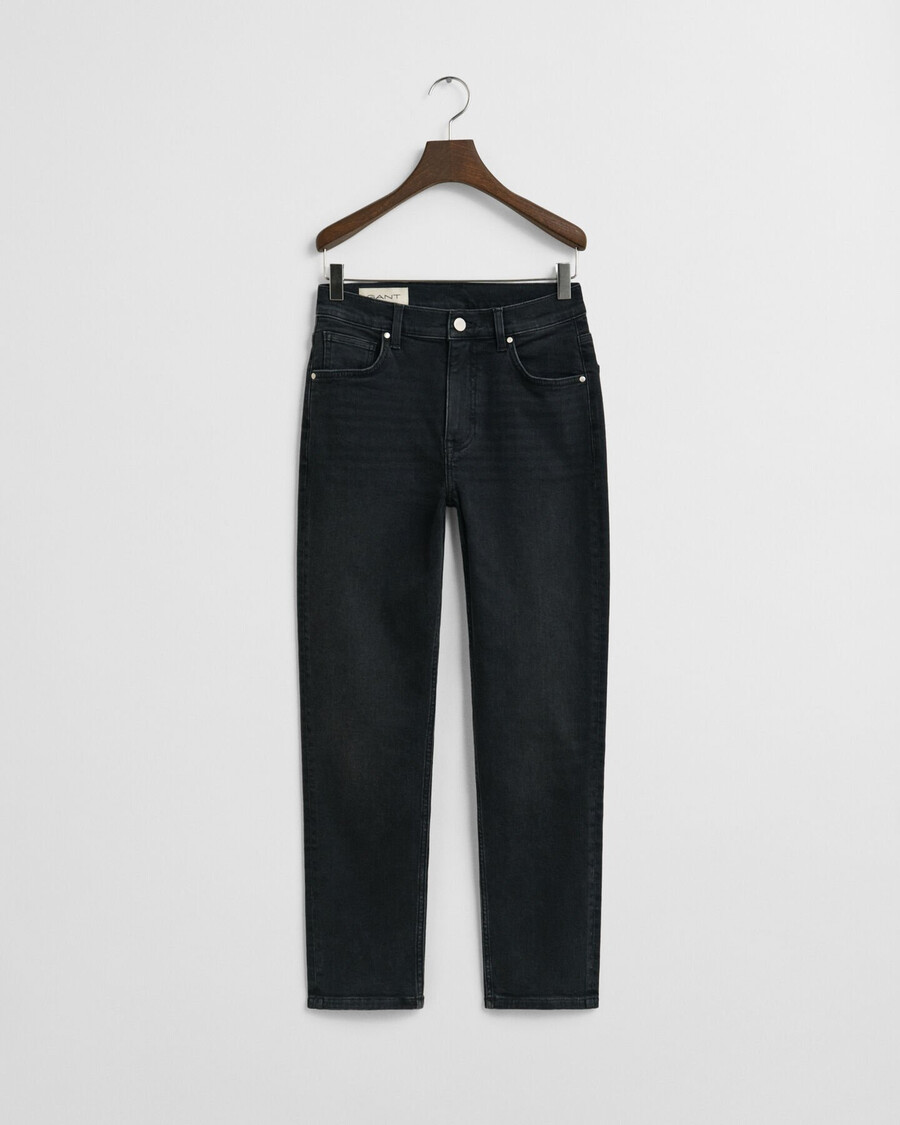 nauwsluitende cropped zwarte jeans - zwart met een gedragen look