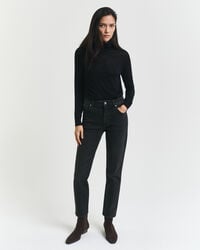 nauwsluitende cropped zwarte jeans - zwart met een gedragen look