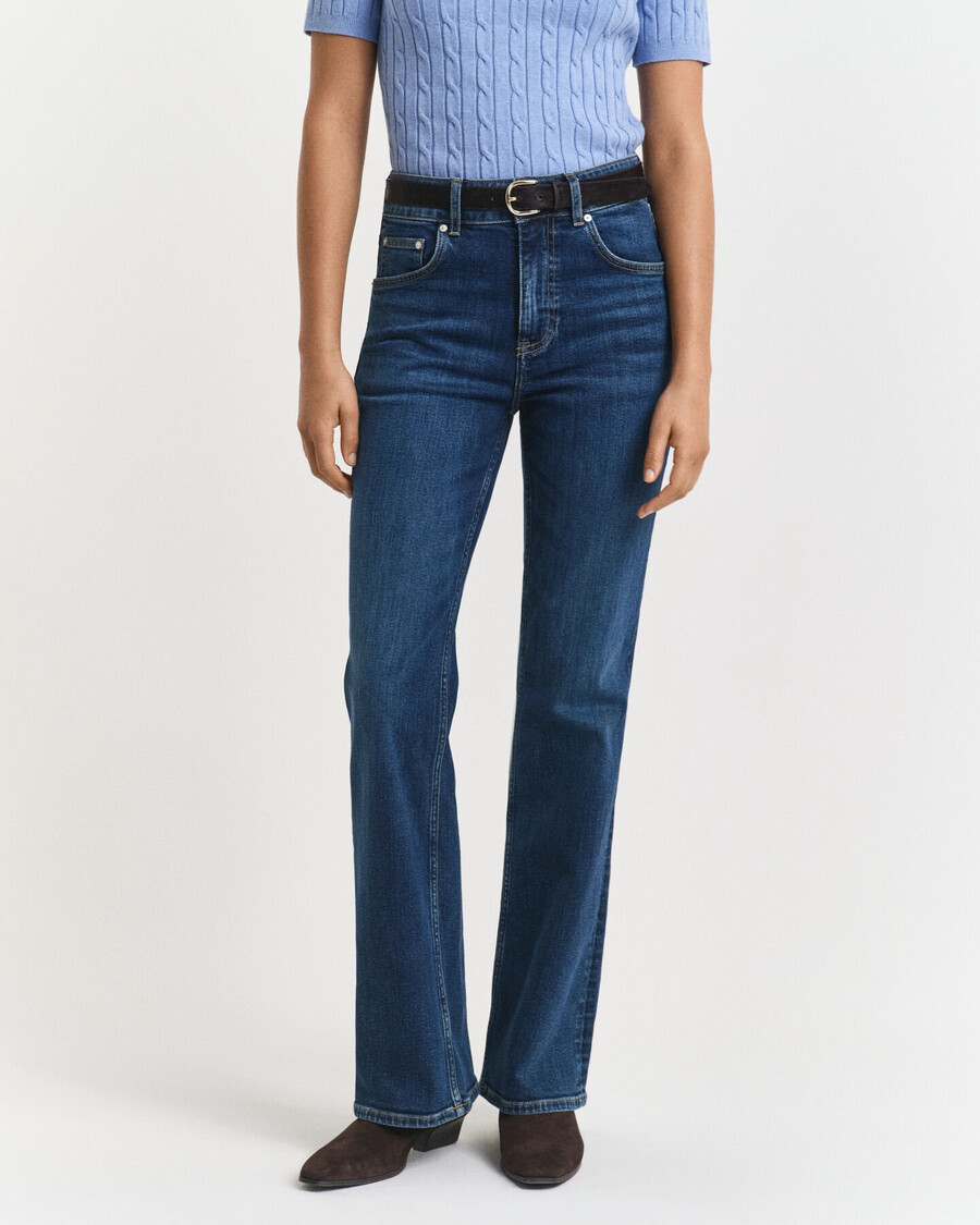 slim fit flared jeans - donkerblauw vintage