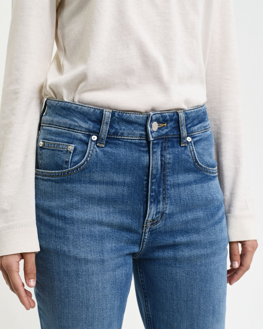 slim fit flared jeans - middenblauw archief
