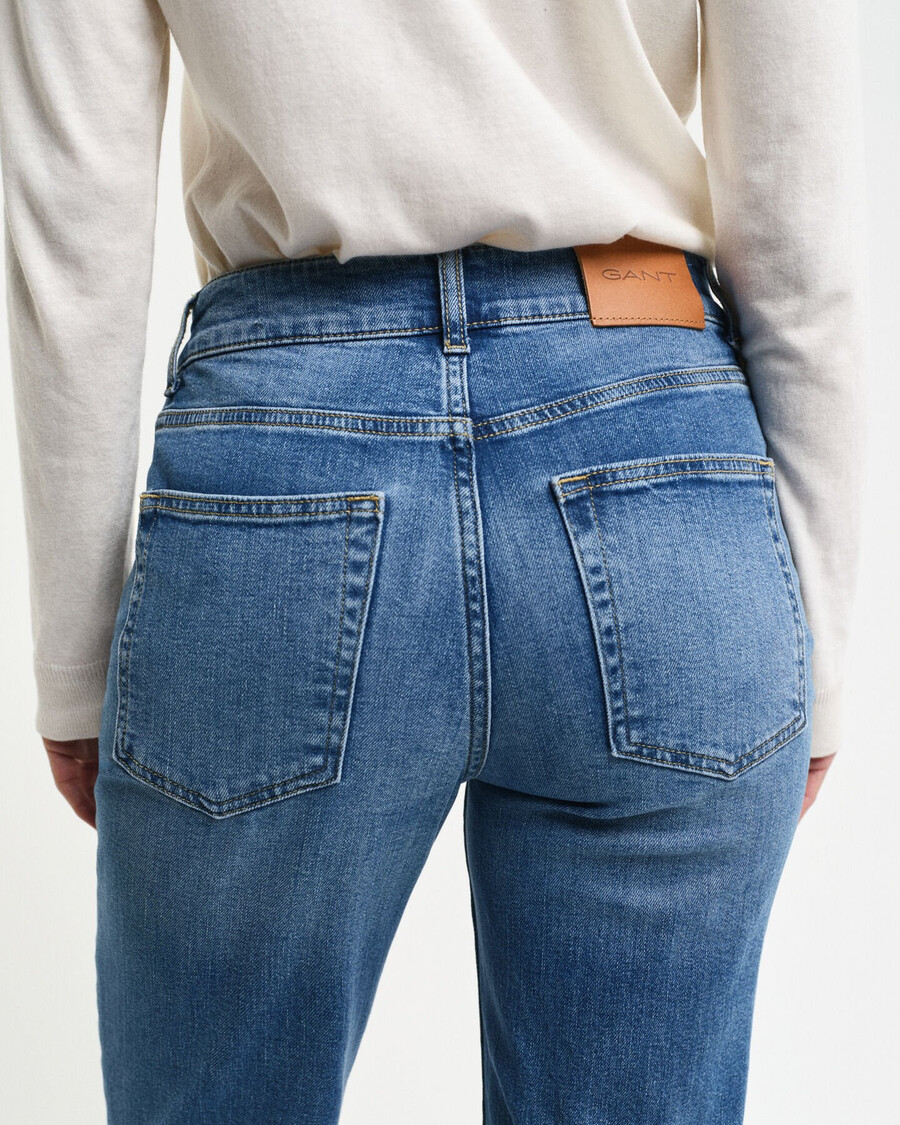 slim fit flared jeans - middenblauw archief