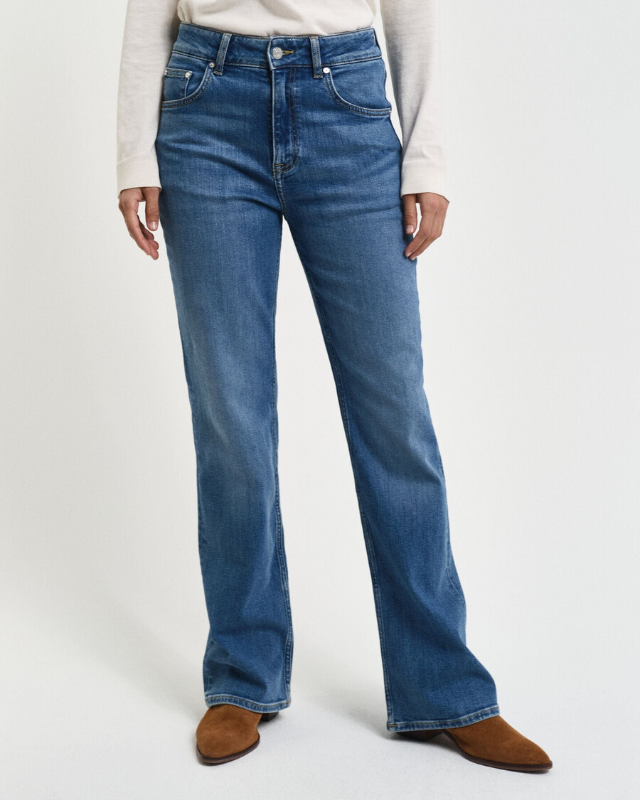slim fit flared jeans - middenblauw archief