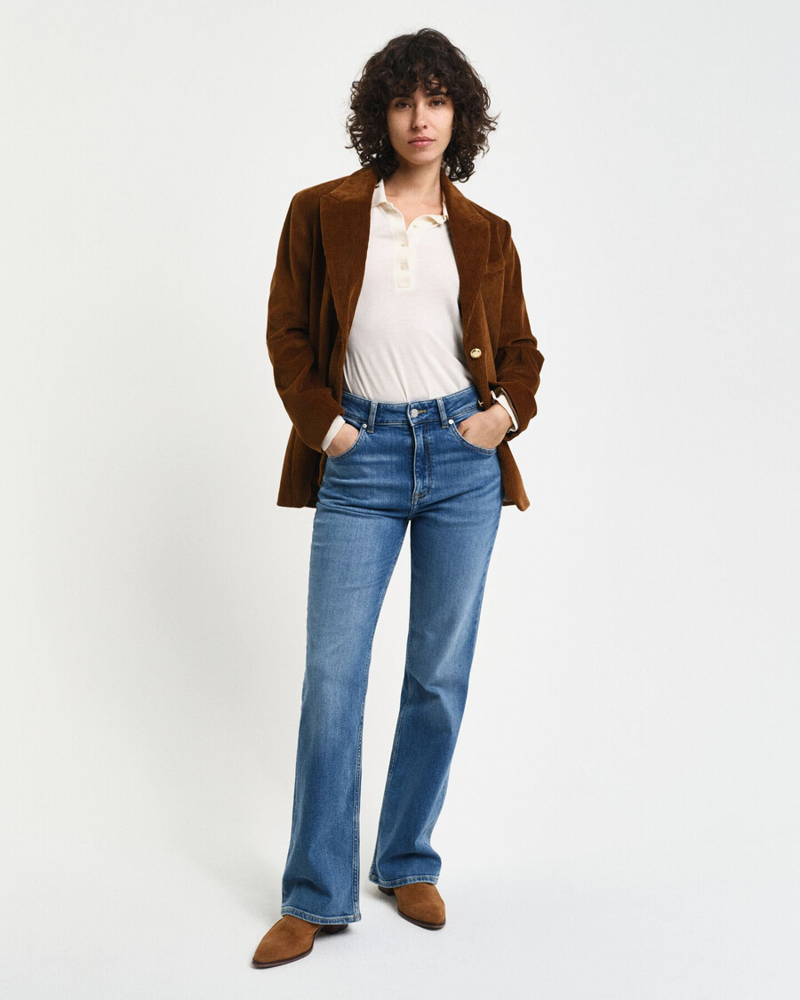 slim fit flared jeans - middenblauw archief