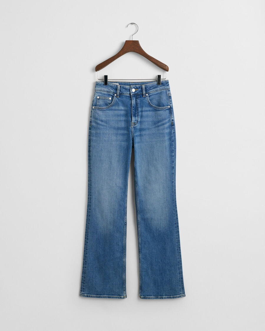 slim fit flared jeans - middenblauw archief