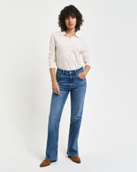 slim fit flared jeans - middenblauw archief