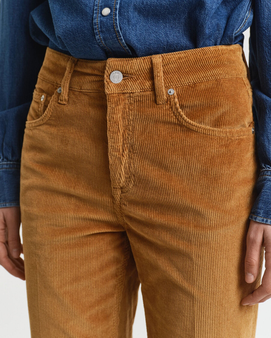 uitlopende corduroy jeans - whiskeybruin