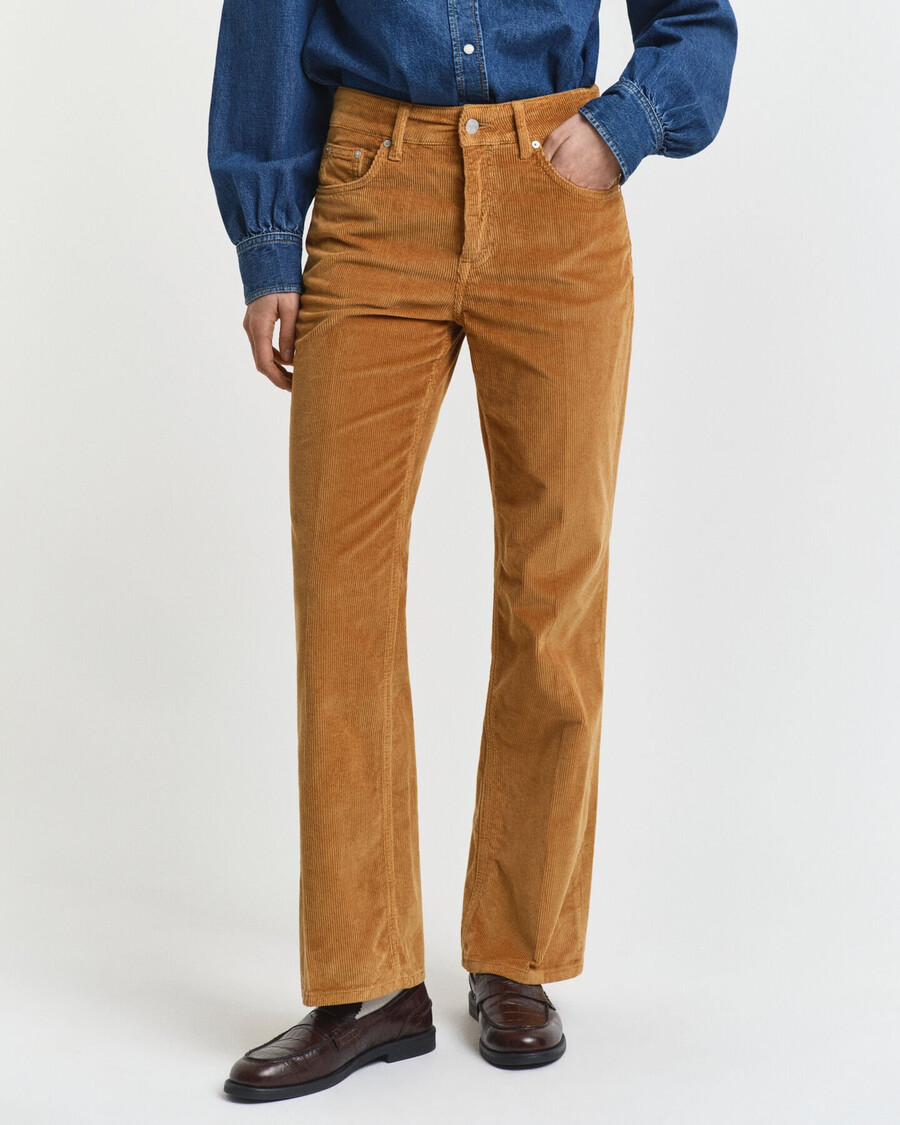 uitlopende corduroy jeans - whiskeybruin