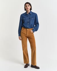 uitlopende corduroy jeans - whiskeybruin
