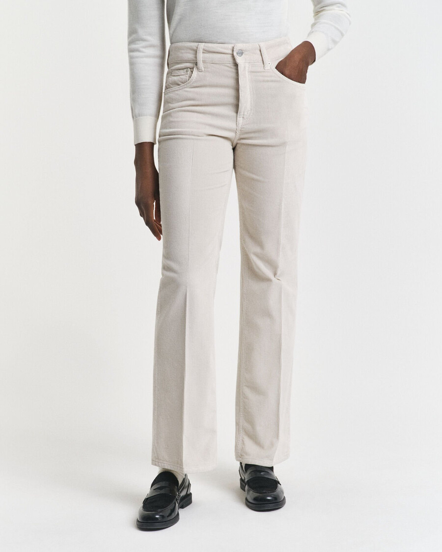 uitlopende corduroy jeans - putty
