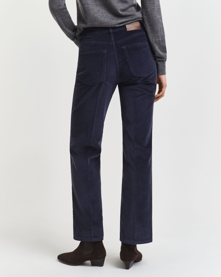uitlopende corduroy jeans - avondblauw