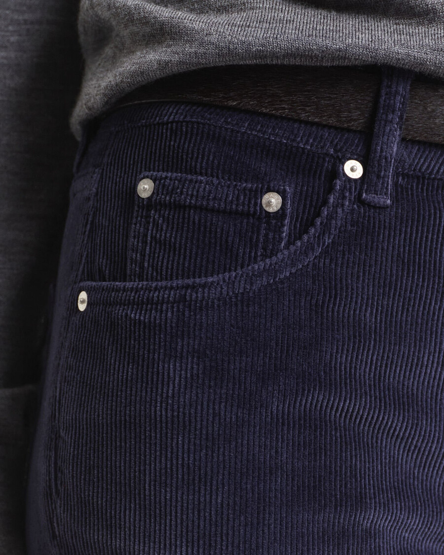 uitlopende corduroy jeans - avondblauw