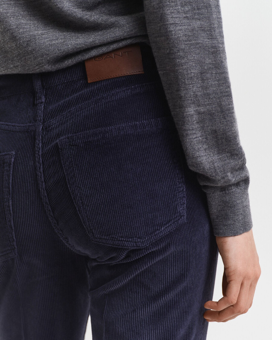 uitlopende corduroy jeans - avondblauw