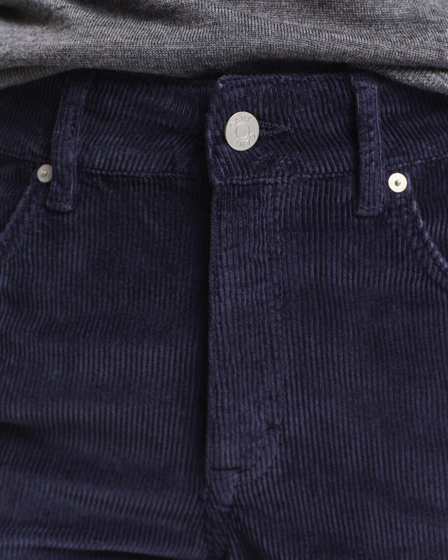 uitlopende corduroy jeans - avondblauw