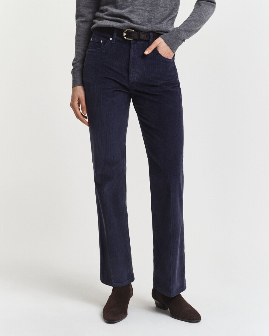 uitlopende corduroy jeans - avondblauw