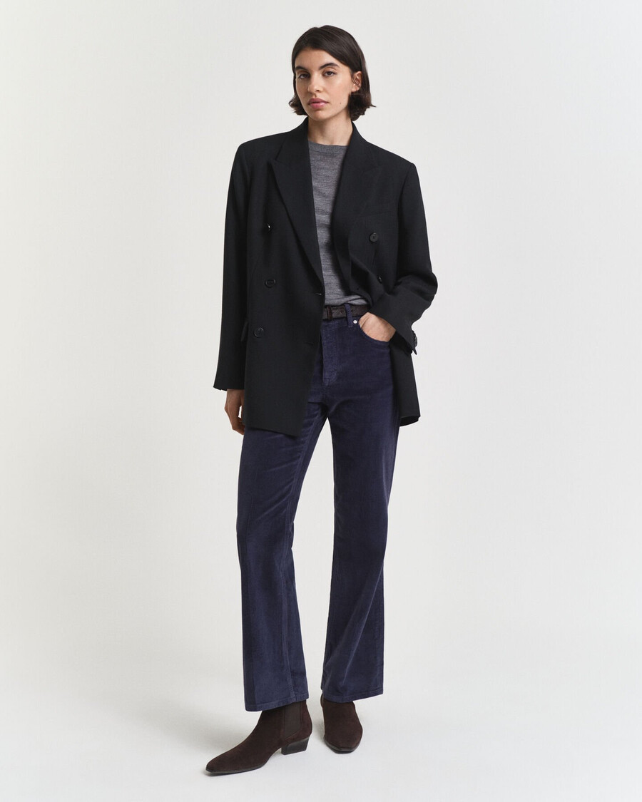 uitlopende corduroy jeans - avondblauw