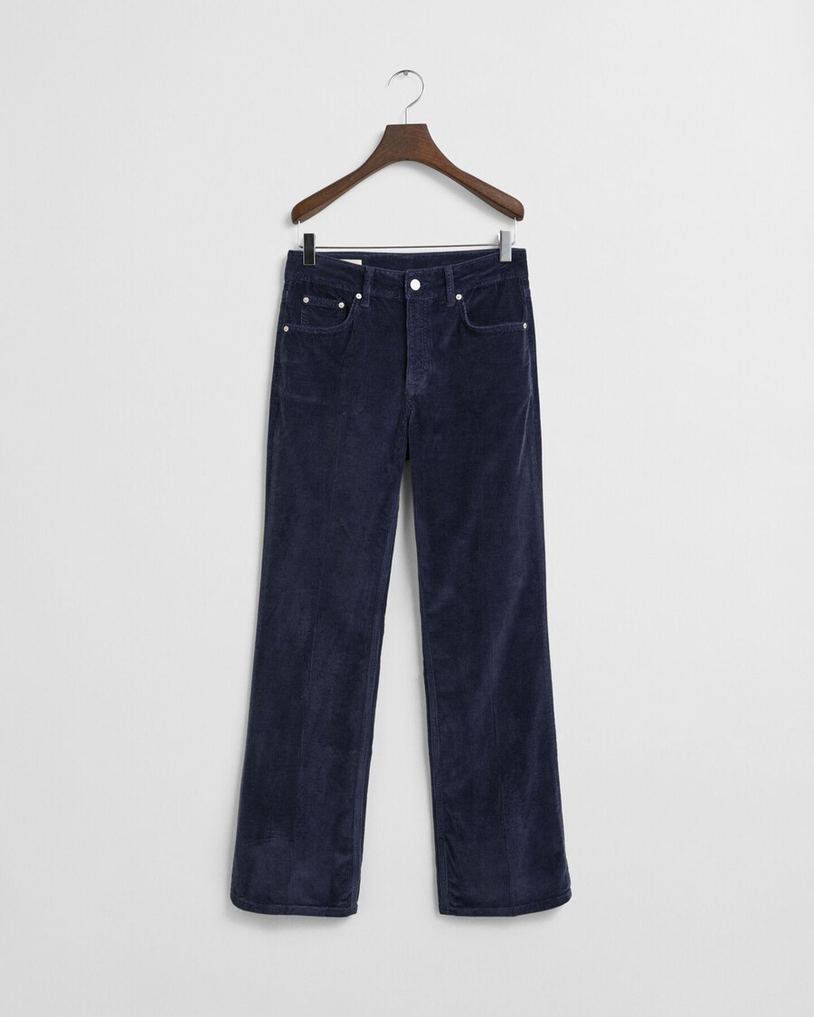 uitlopende corduroy jeans - avondblauw