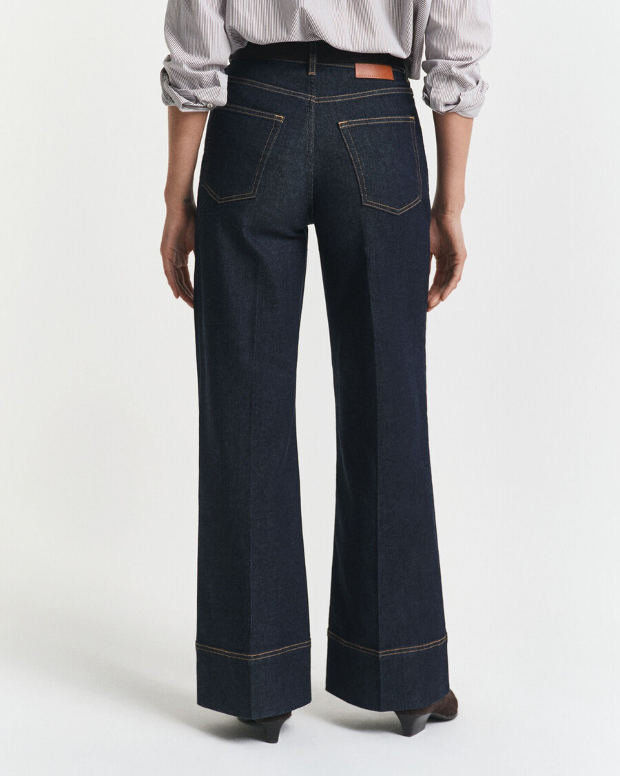 wijde flared jeans - donkerblauw