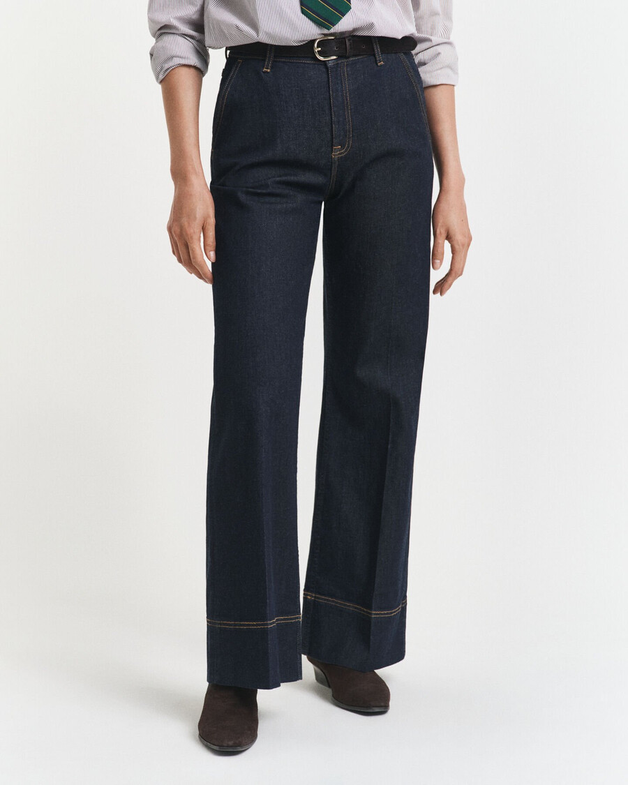 wijde flared jeans - donkerblauw
