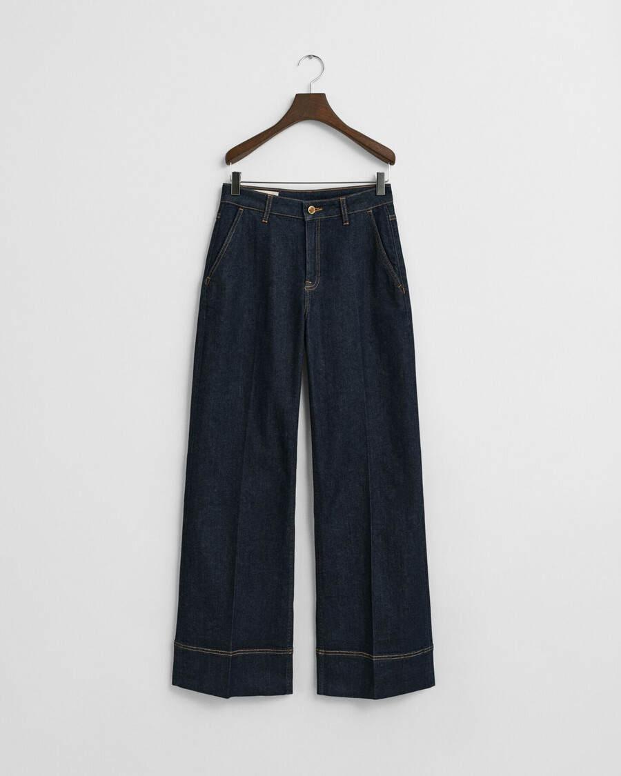 wijde flared jeans - donkerblauw