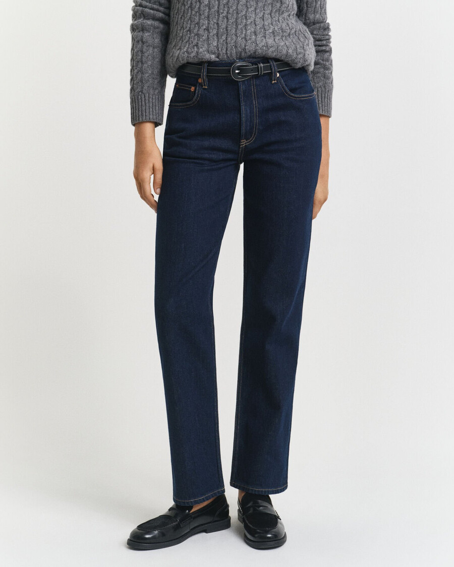 rechte stretchjeans - donkerblauw