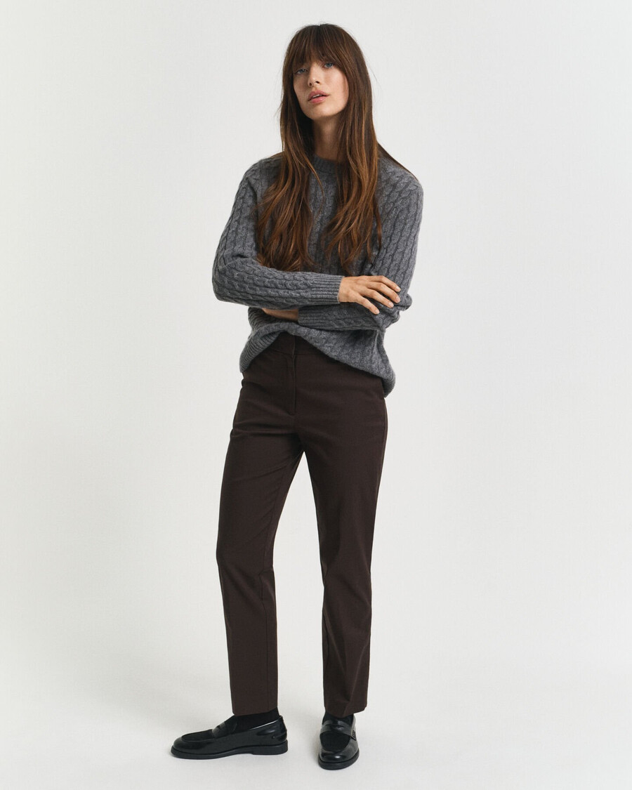 slim fit broek - donkerbruin