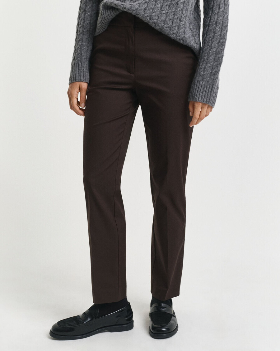 slim fit broek - donkerbruin