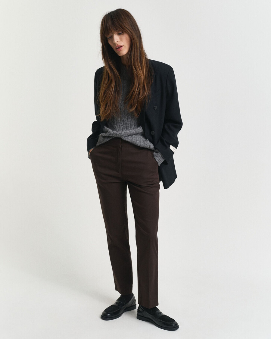slim fit broek - donkerbruin