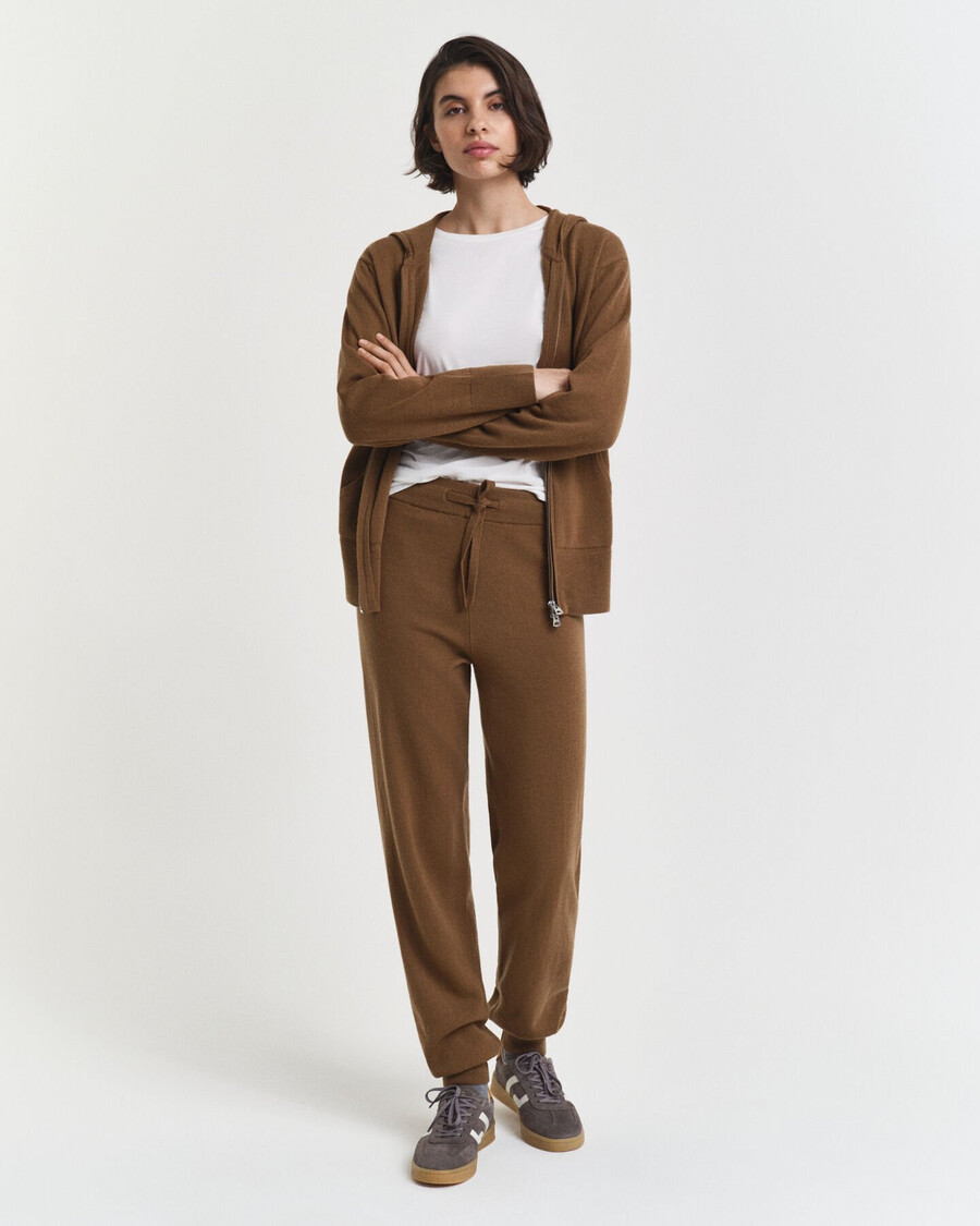 gebreide broek van superfijne lamswol - warm kaki