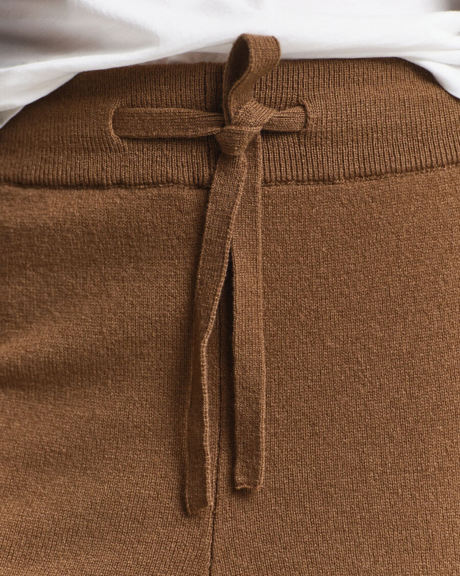 gebreide broek van superfijne lamswol - warm kaki
