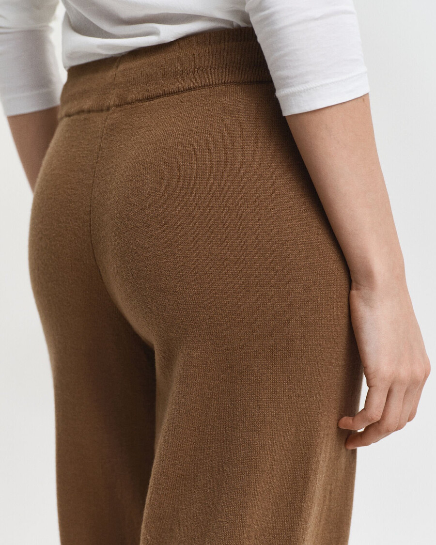 gebreide broek van superfijne lamswol - warm kaki