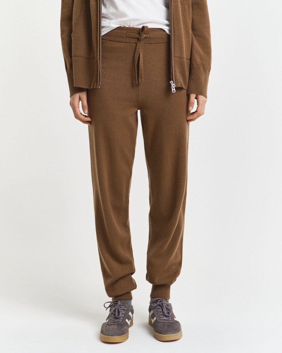 gebreide broek van superfijne lamswol - warm kaki