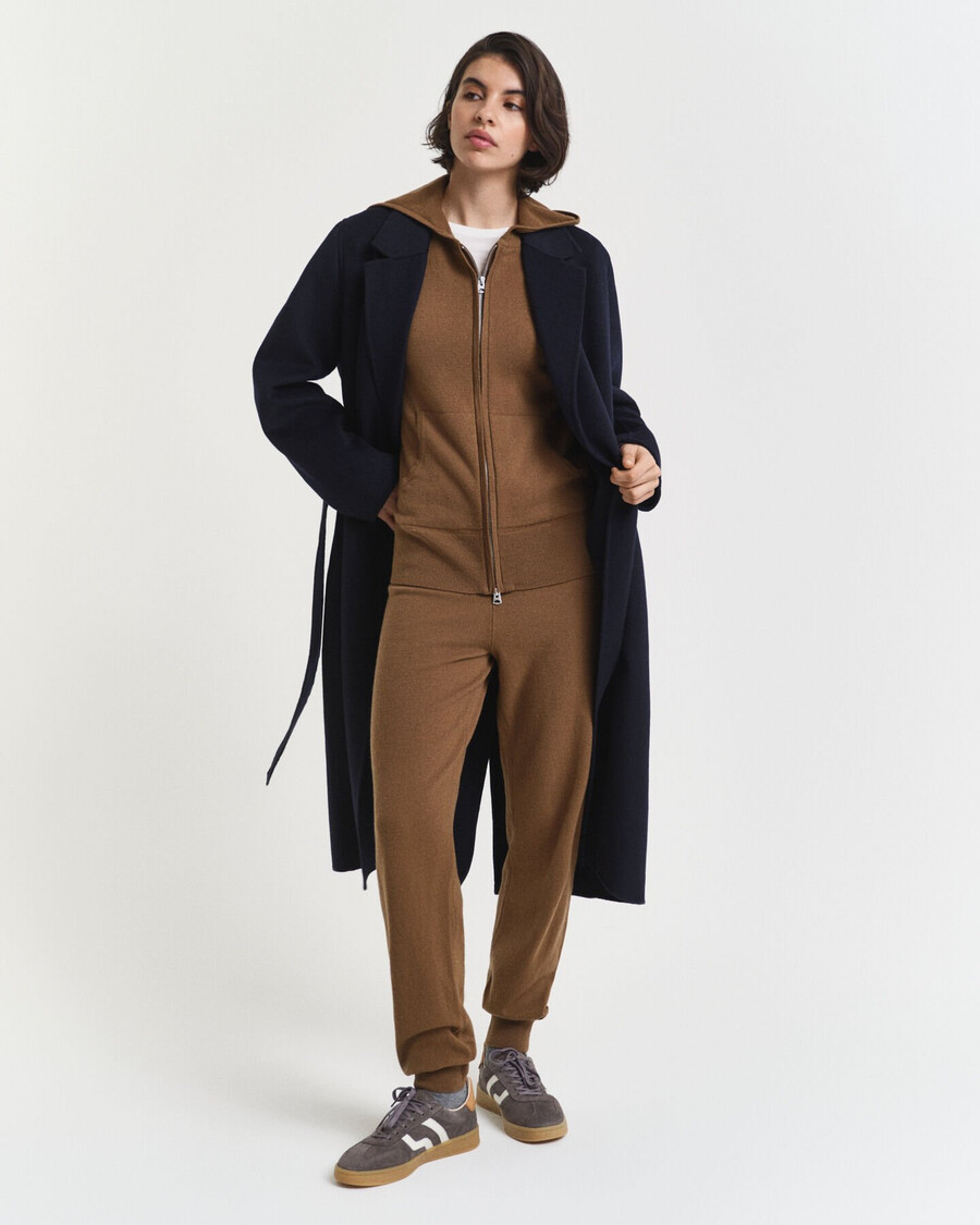 gebreide broek van superfijne lamswol - warm kaki