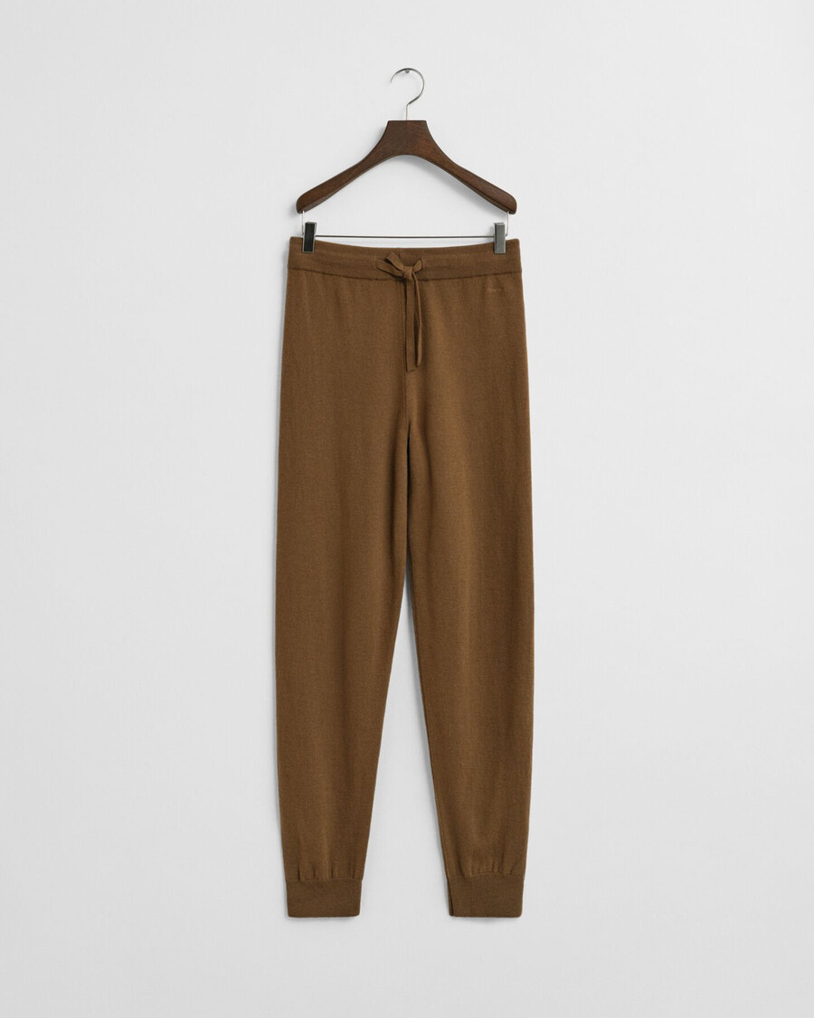 gebreide broek van superfijne lamswol - warm kaki