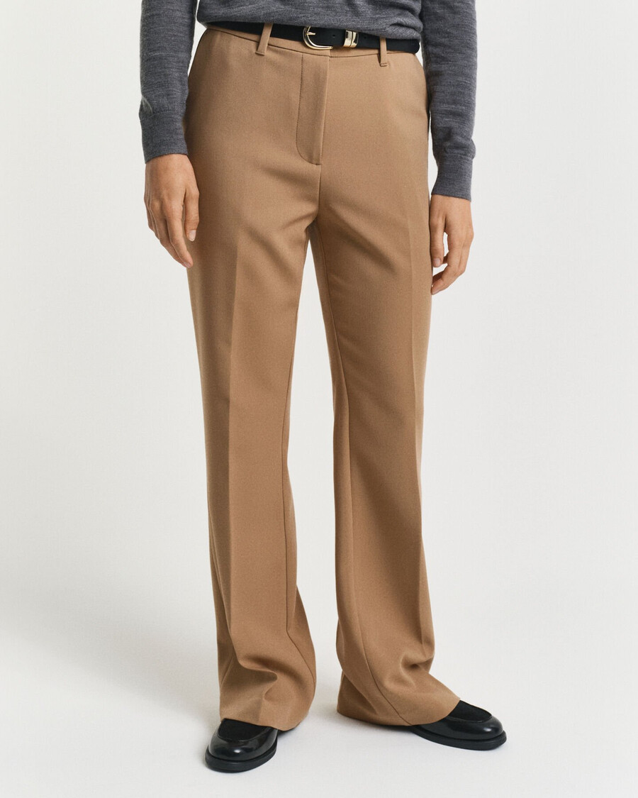 slim fit flared broek - warm kaki