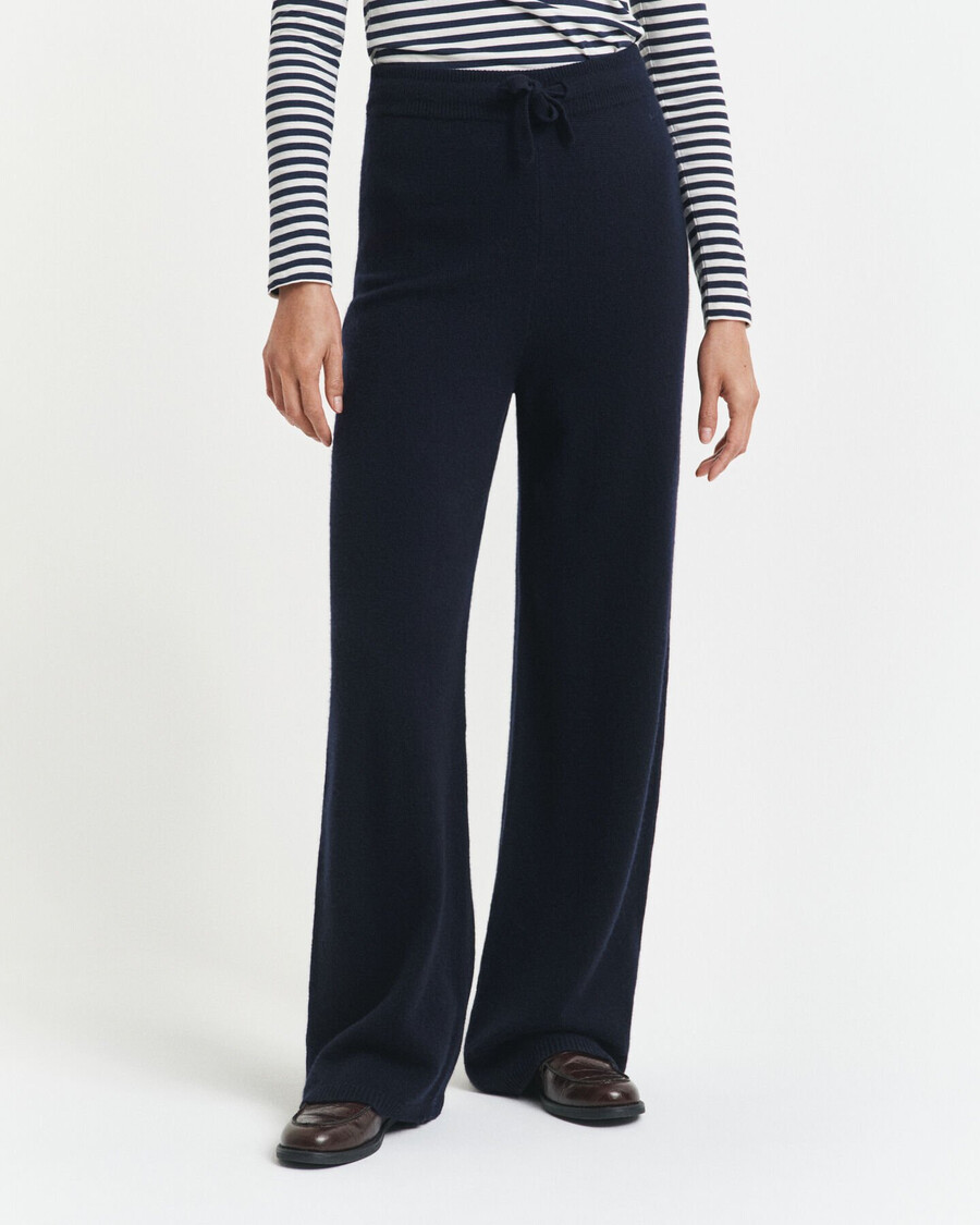 gebreide wollen broek - avondblauw