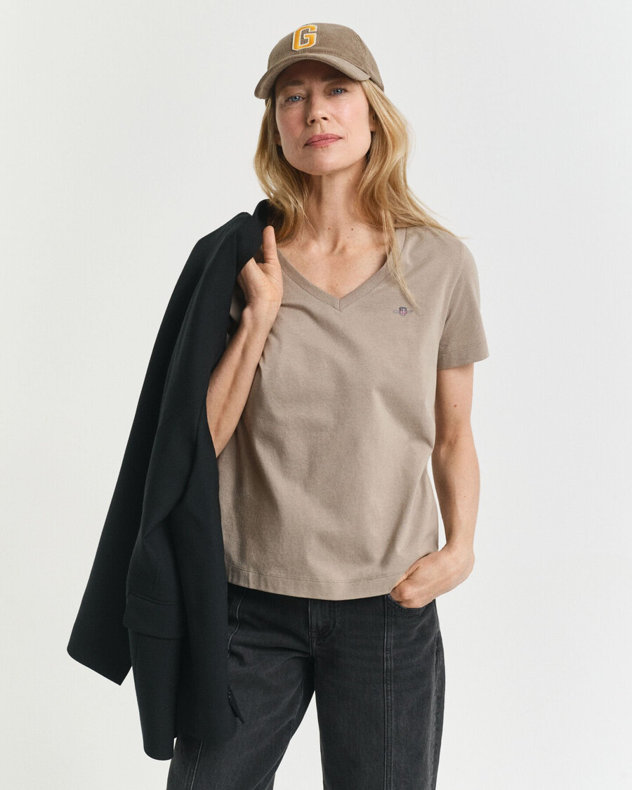 shield v-hals t-shirt - taupe beige