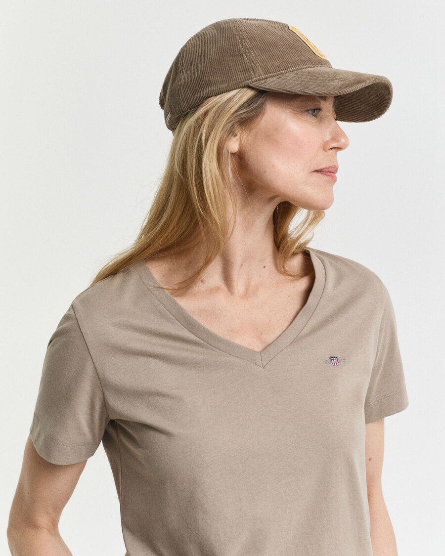 shield v-hals t-shirt - taupe beige