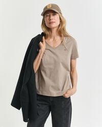 shield v-hals t-shirt - taupe beige