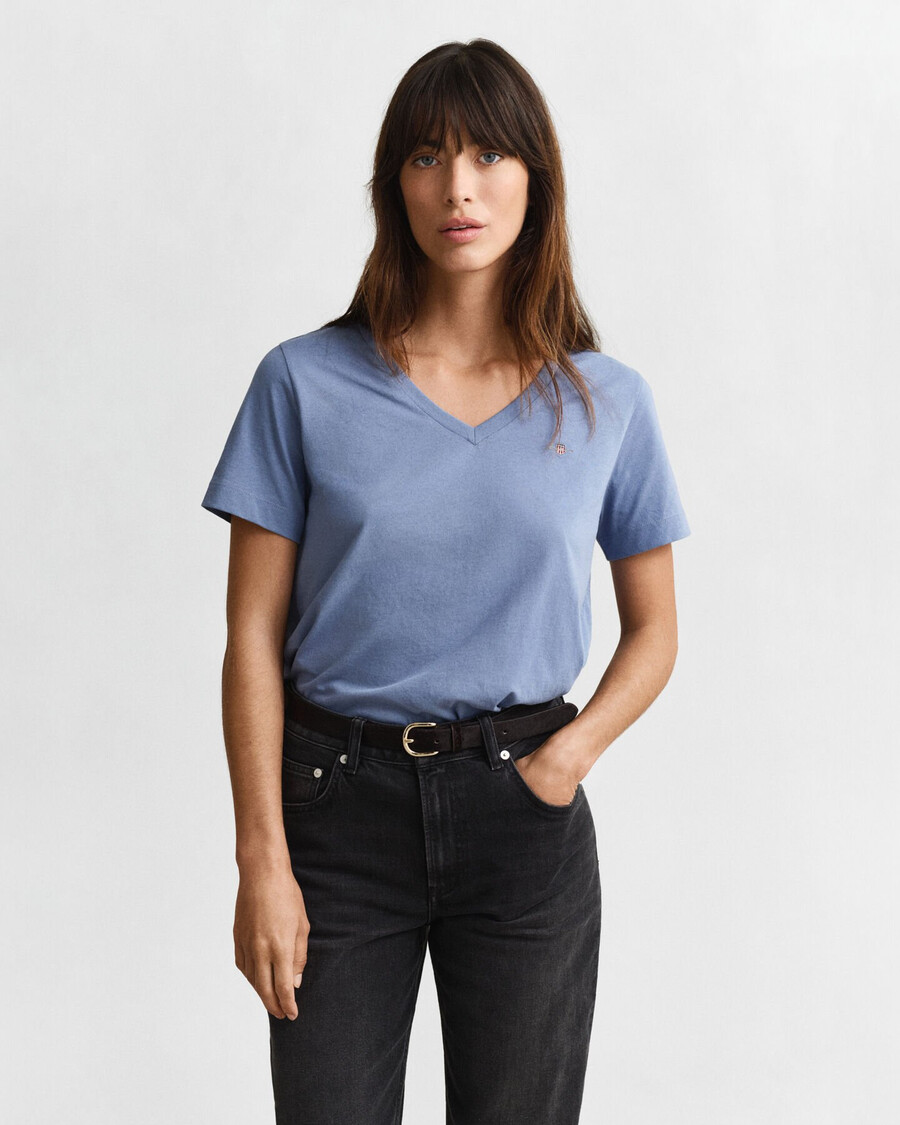 shield v-hals t-shirt - vervaagde denim