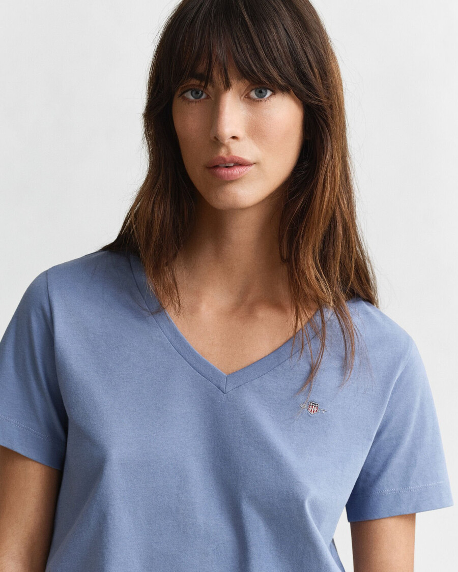 shield v-hals t-shirt - vervaagde denim