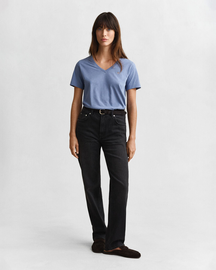 shield v-hals t-shirt - vervaagde denim