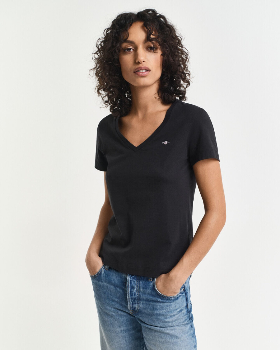 shield v-hals t-shirt - zwart