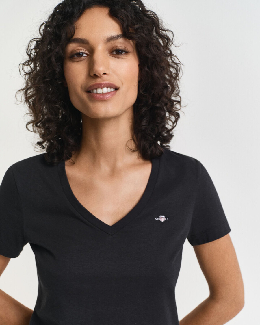 shield v-hals t-shirt - zwart