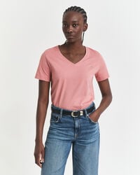 shield v-hals t-shirt - vervaagde baksteenkleur