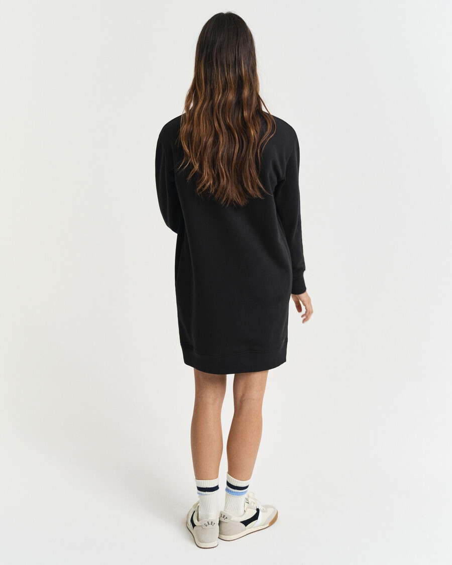 sweatshirtjurk met ronde hals en schildmotief - zwart