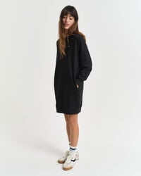 sweatshirtjurk met ronde hals en schildmotief - zwart