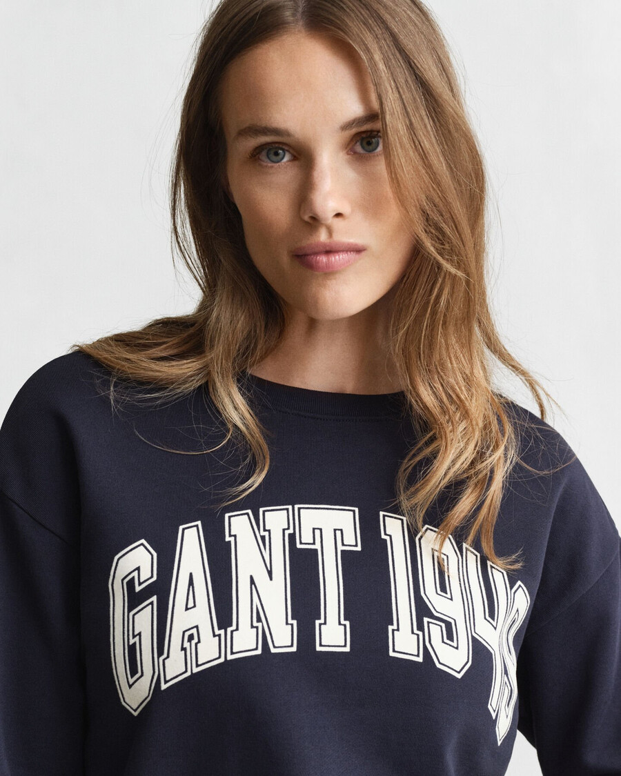 sweatshirt met grafische print en ronde hals - marine